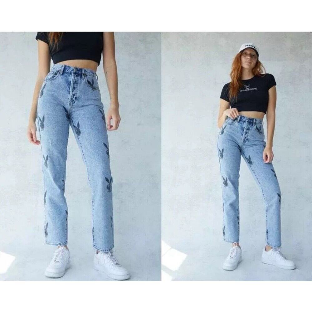 PacSun Playboy Bunny Straight Leg Jeans Women’s Size 24 Button Fly High Rise